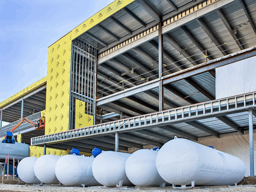 corrigan propane tanks on a construction site
