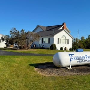 residential propane tank outside a home
